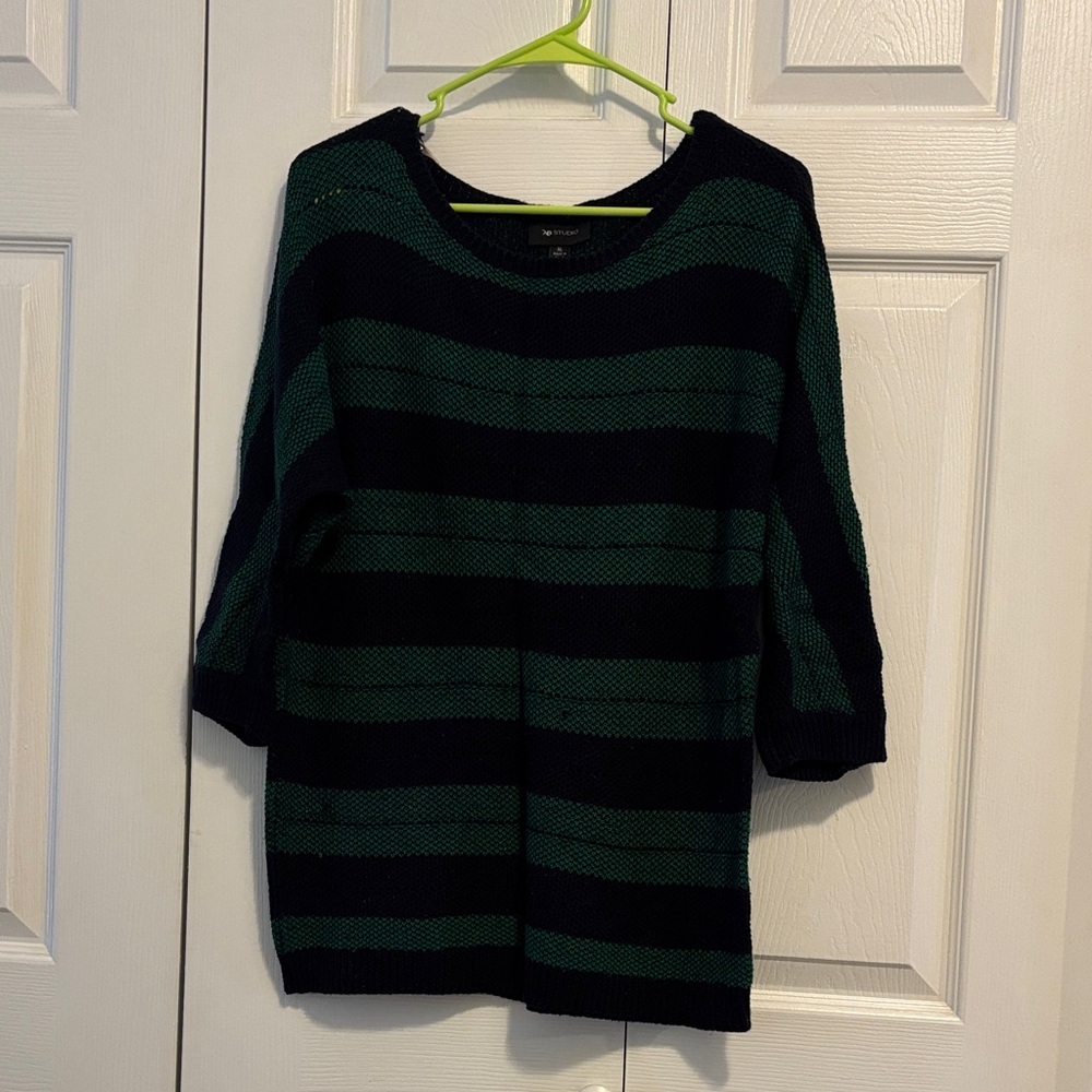 Striped Green and Black Women's Sweater